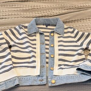 Democracy Striped Jean/Sweater layered jacket.